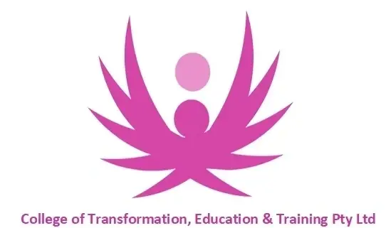 Pink logo with abstract figures
